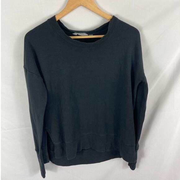 ATHLETA Modal Blend Side Slit Pullover Sweatshirt Black Size Small - Picture 1 of 5